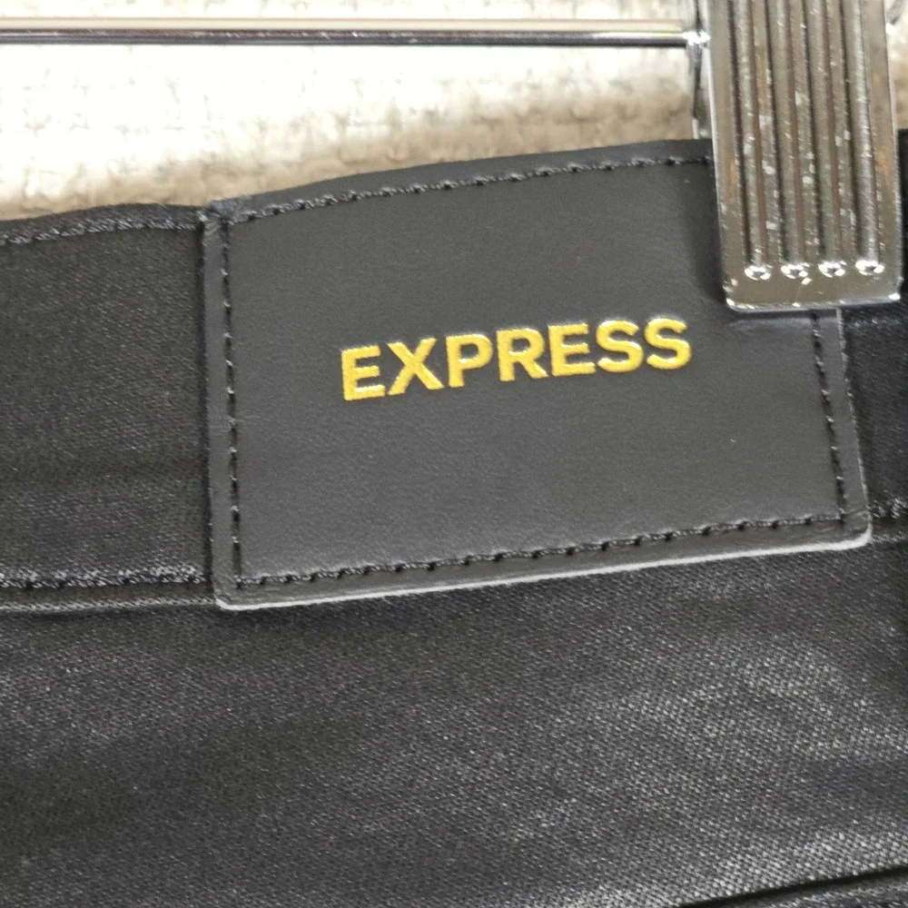 Express Womens Black Coated‎ Super High Rise Flare Pants Size 12R Faux Leather